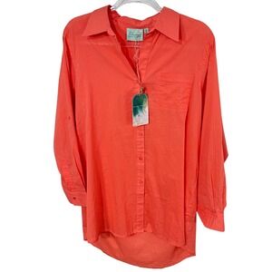 True Destinations Resort Wear 100% Lightweight Cotton Button Up Shirt Size M